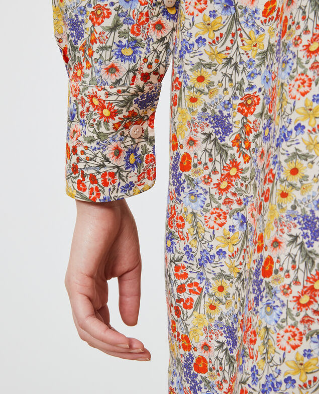 Cotton and silk shirt dress Prairie gardenia