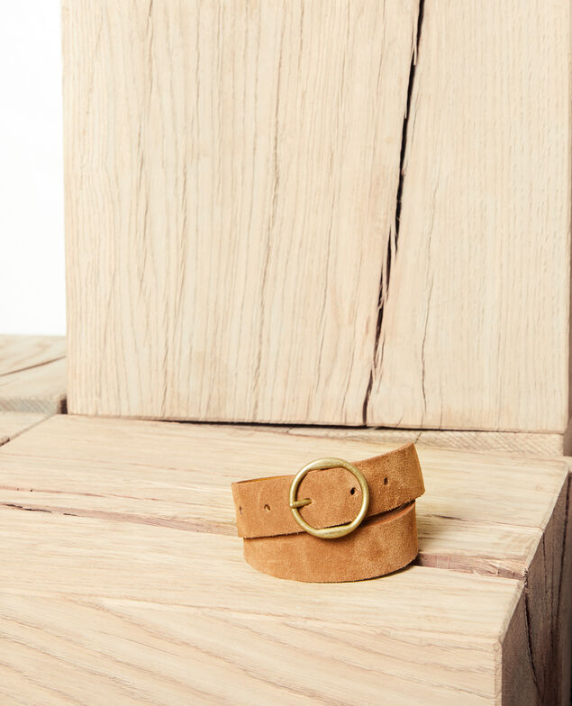 Suede belt Camel