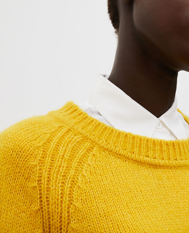 Loose boatneck wool jumper Lemon curry