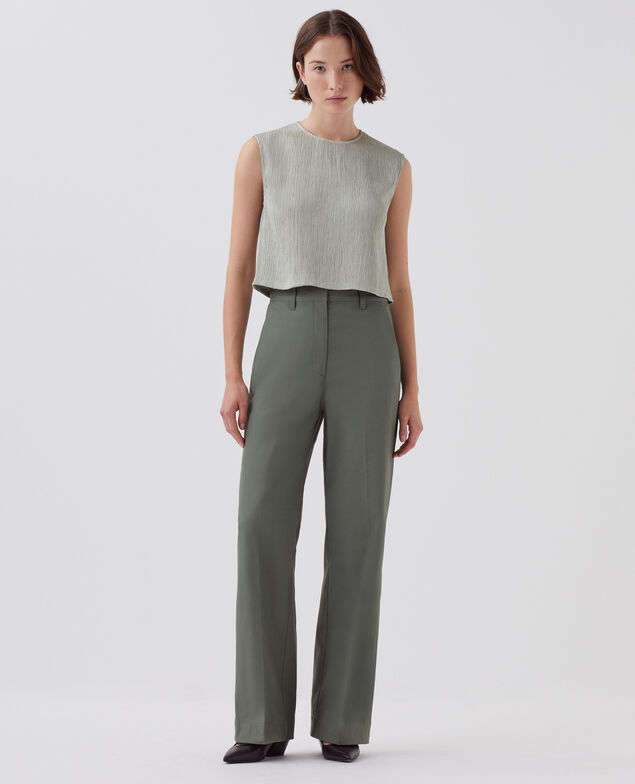 BLANDINE - Straight trousers J560 basil dark green