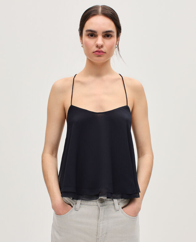 Muslin cross-back top K080 vulcan gray