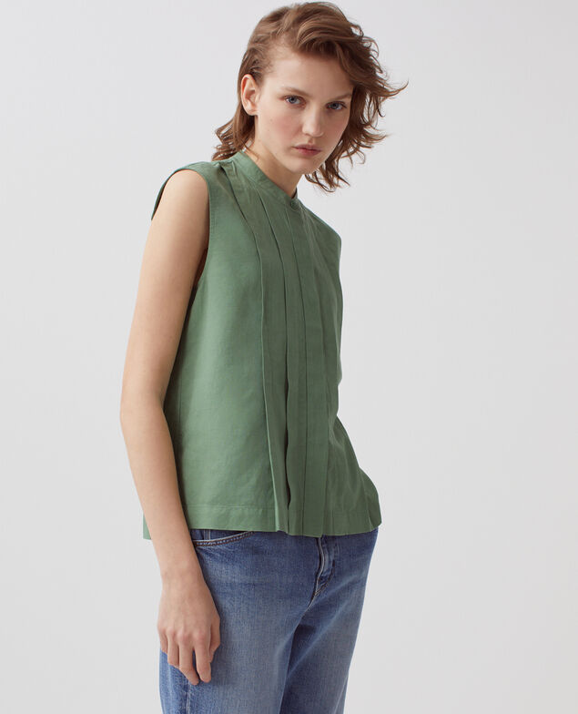 Sleeveless blouse H540 dark ivy