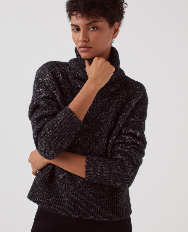 Cable knit jumper H099 black lurex