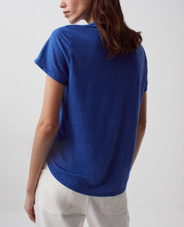 AMANDINE - linen round neck t-shirt H660 sodalite blue