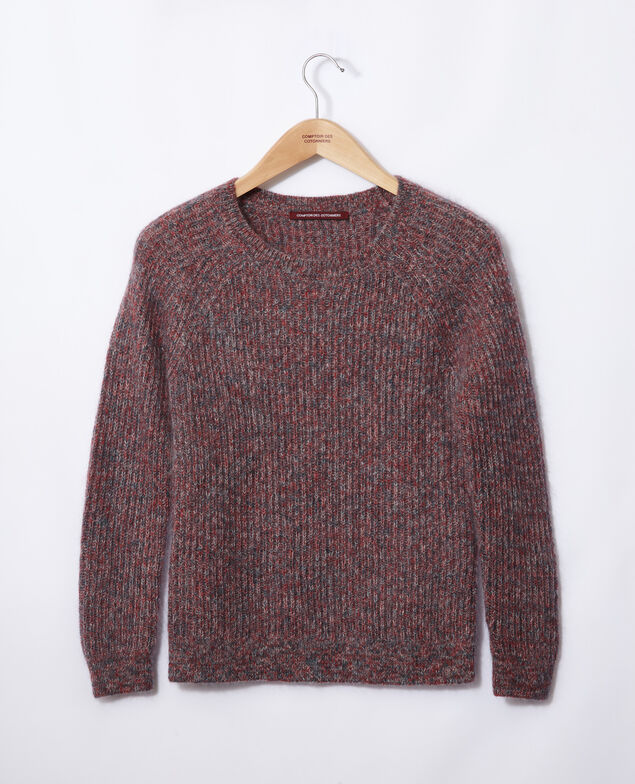 Flecked mohair jumper Pompeian red/ultra green/off white