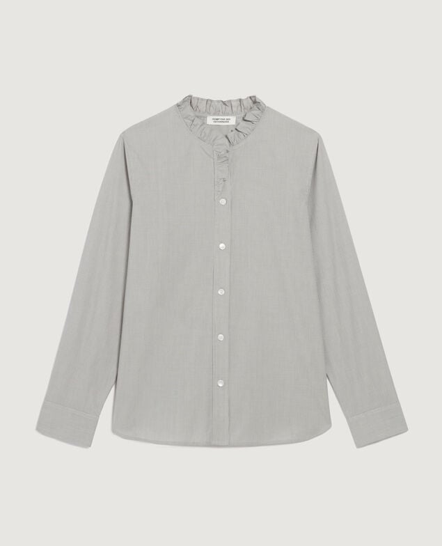 Ruffle neck shirt K092 mini st black