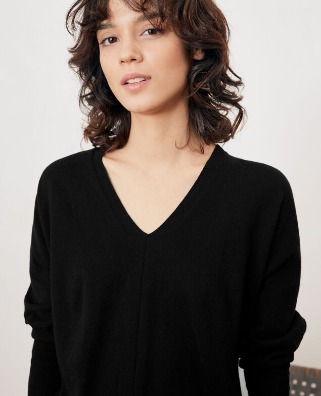 Oversize cotton and cashmere jumper Noir