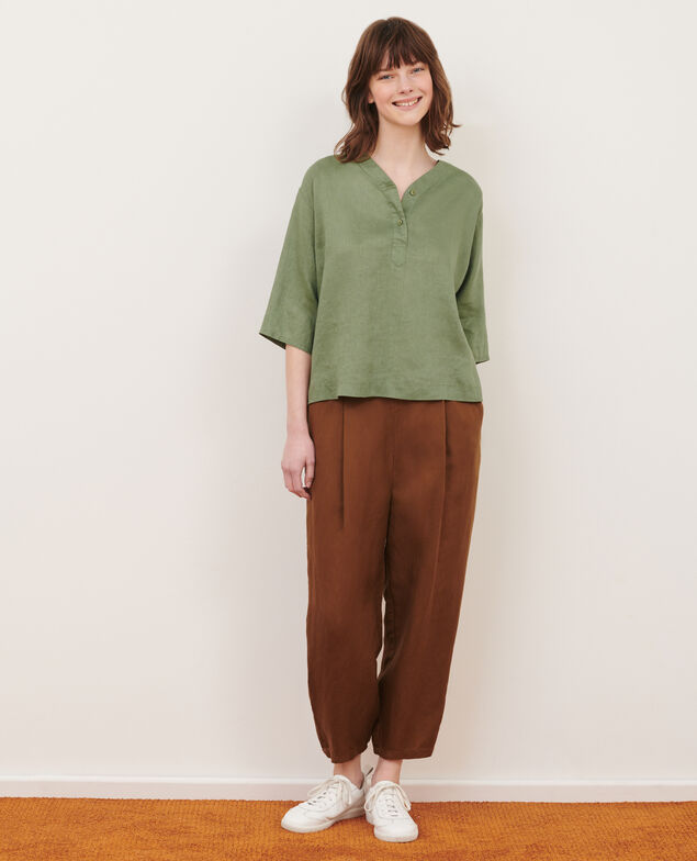 Linen tunic blouse 52 green