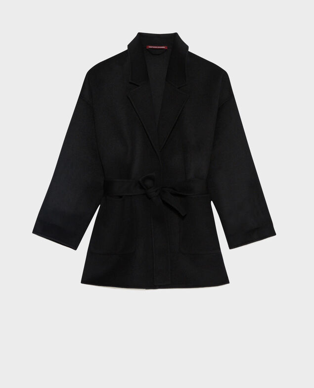 Wool blend short coat 09 black