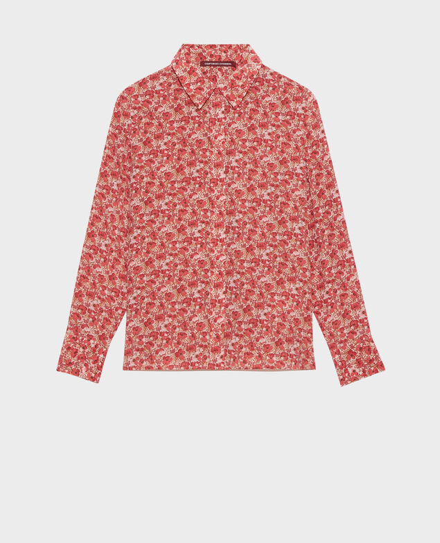 SIBYLLE - Long-sleeve silk shirt Art deco pink