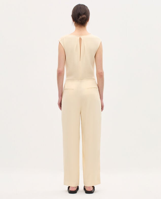 Silky crepe jumpsuit K300 ecru beige