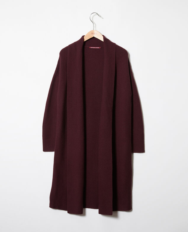 Rib knit long cardigan Fudge