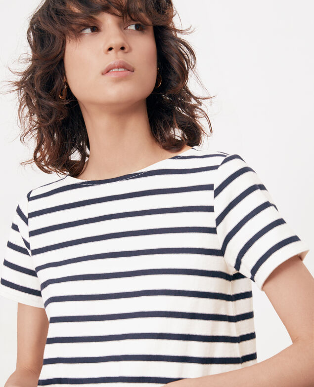 Striped T-shirt Kaolin/navy/tangerine