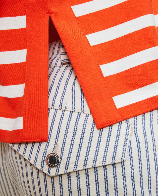 Long-sleeve striped t-shirt Stp spicyorange white