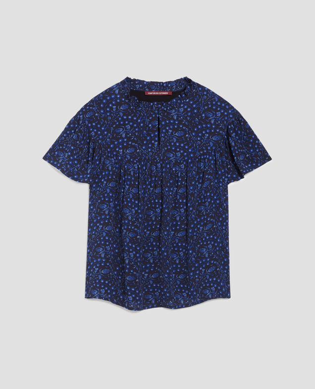 Short-sleeve Fluid blouse I662 batik navy