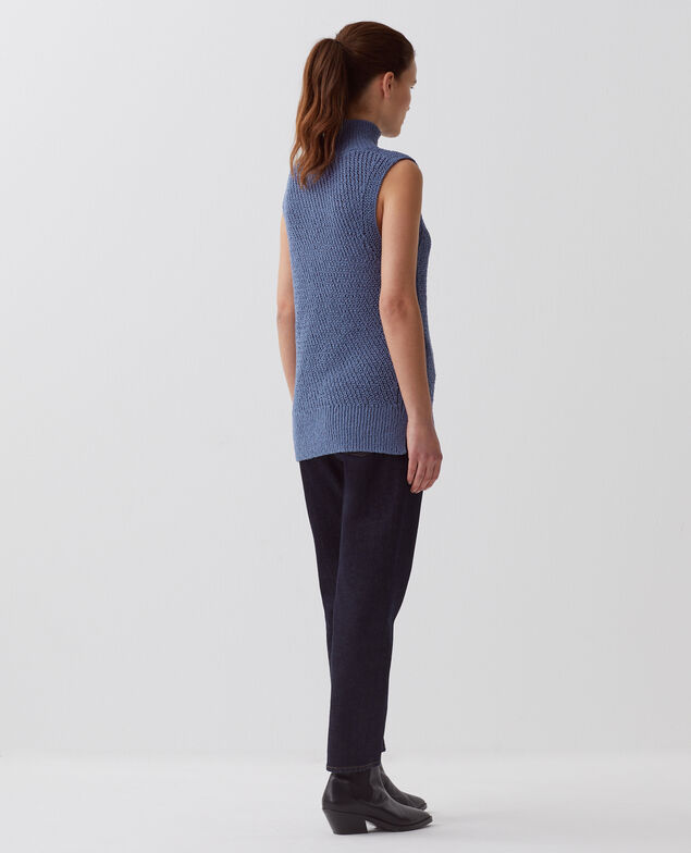 Sleeveless jumper I640 gray blue