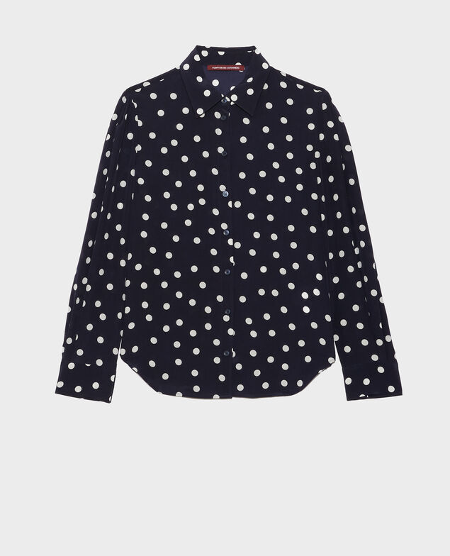 SIBYLLE - Silk shirt 8855 69 navy dots