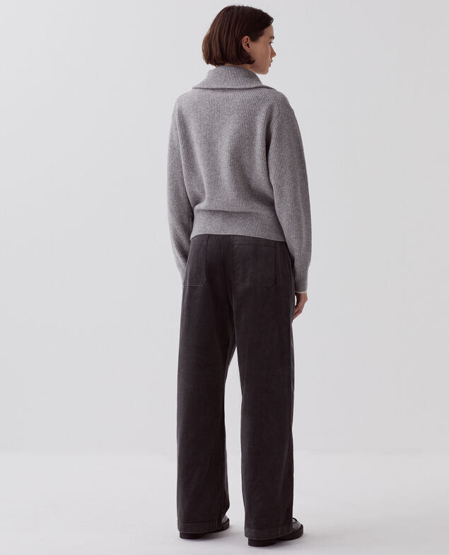 Half-zip wool jumper U020 light gray