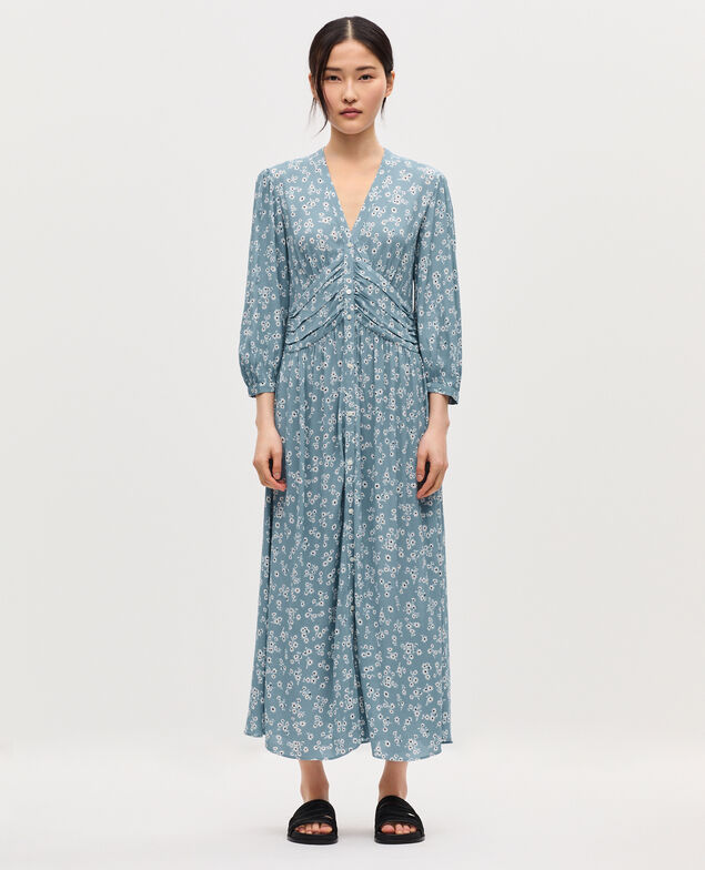 Silky maxi dress K610 daisy blue