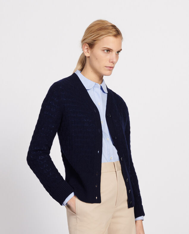 V-neck cardigan, 100% cashmere  Maritime blue