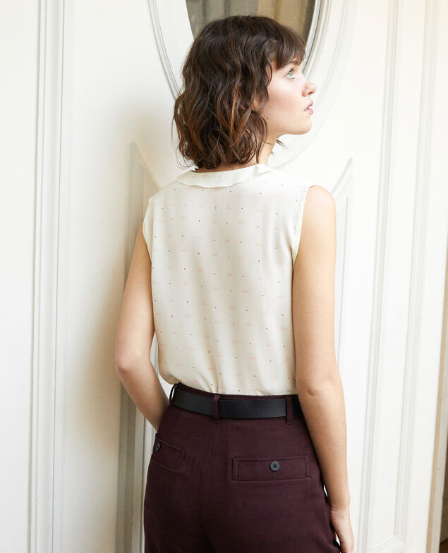 Sleeveless top Lotus fan winter white