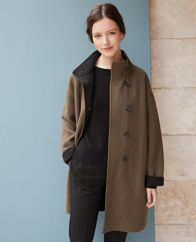 Coat with stand-up collar Olive night
