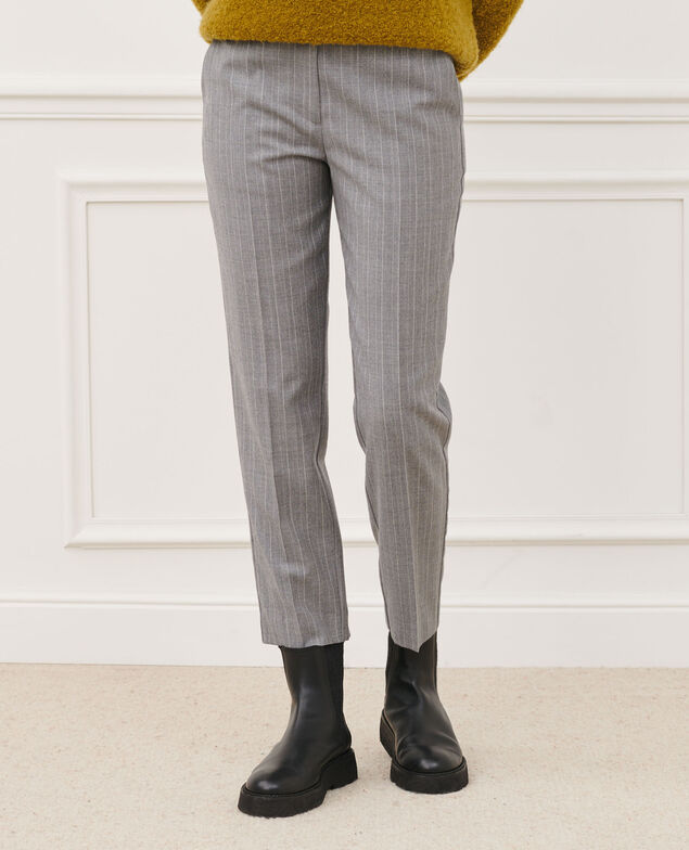 MARGUERITE - Cigarette trousers 6005 light grey stripe