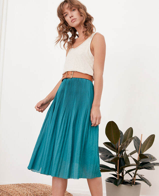 Pleated skirt Pacific green
