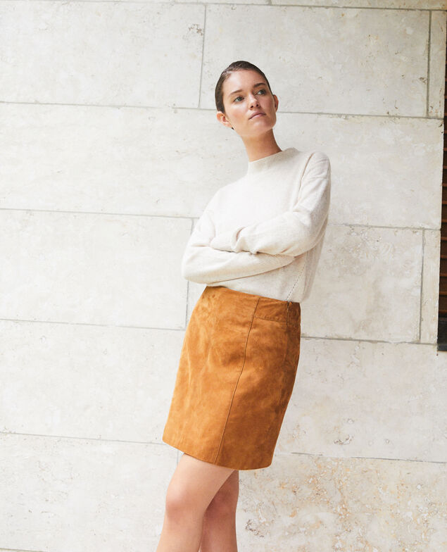 Suede pencil skirt Yellow