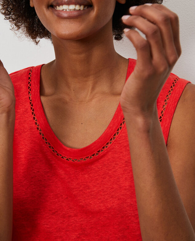 Linen tank top Fiery red