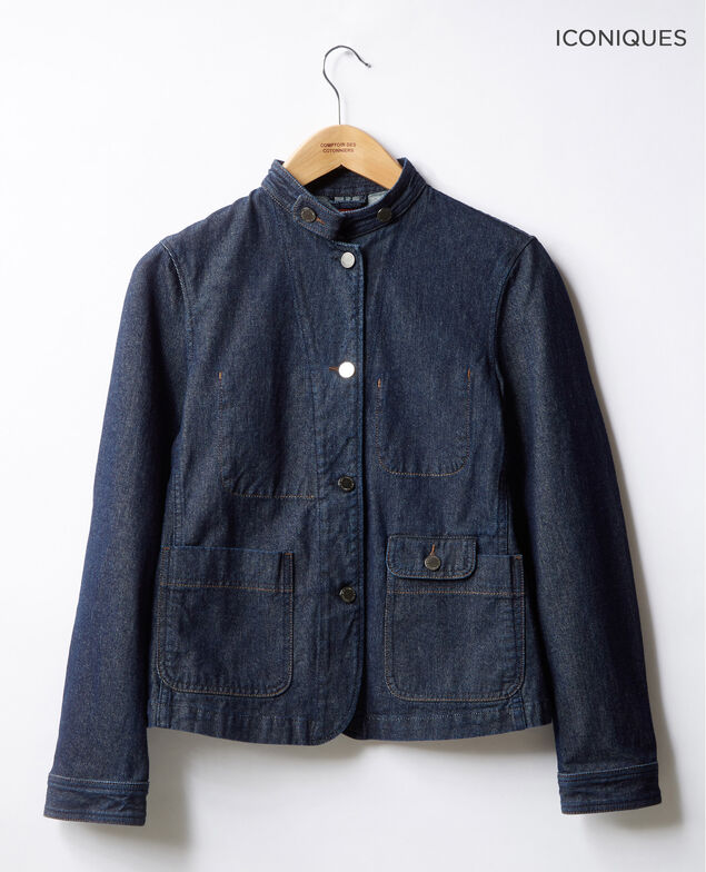 Denim jacket with stand-up collar Indigo