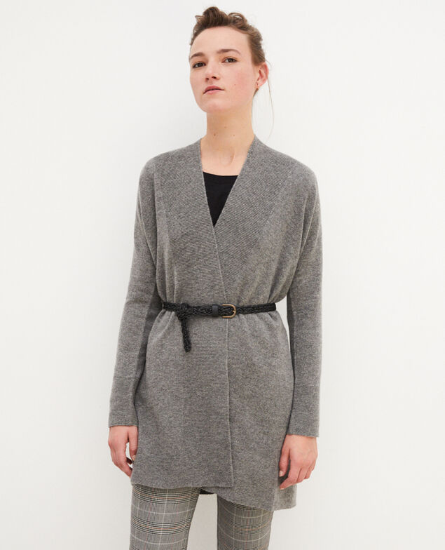 3D cashmere blend cardigan Medium heather grey