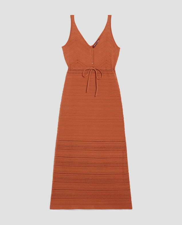 Cotton crochet dress H350 amber brown
