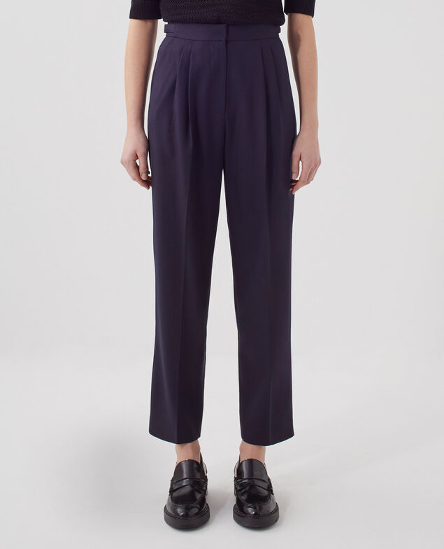 CAMILLE - Pleated wool trousers H695 night sky