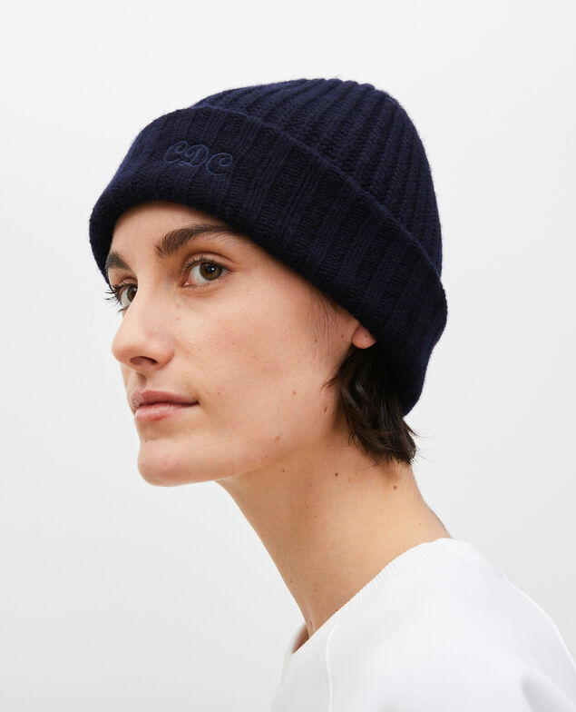 Embroidered "CDC" wool beanie Night sky