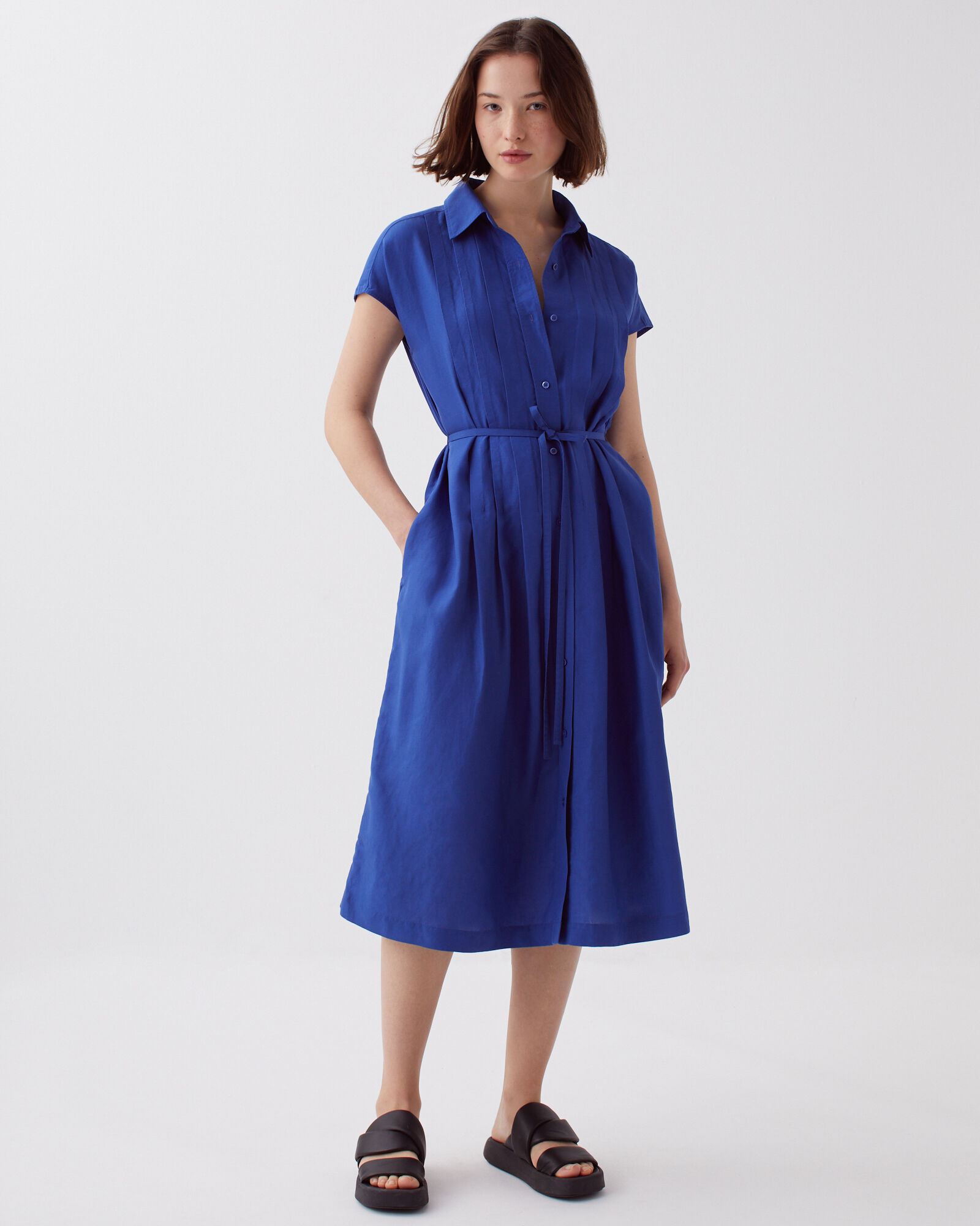 オールインワン・サロペット Bazar Deluxe Blue Cotton Short Dress Bazar Deluxe Blue Cotton Short Dress Mini in Blue | THE LIST