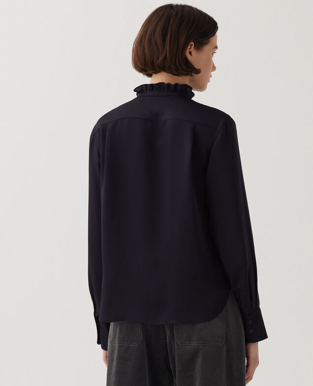 Fluid ruffled shirt U090 black