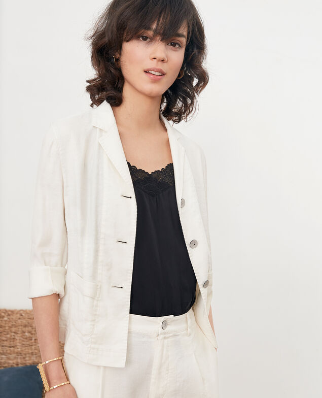 Linen blend blazer Kaolin