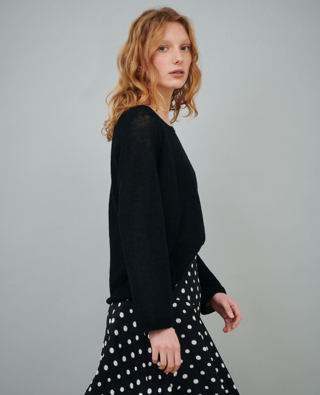 Round neck linen jumper 09 black