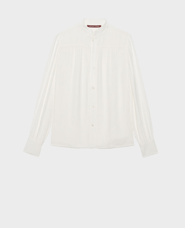 Long-sleeve tie neck shirt  Jet stream