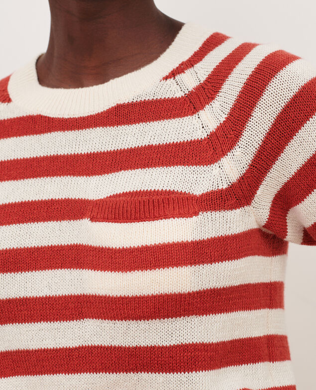 Striped linen and cotton jumper 5061c str ketchup butter