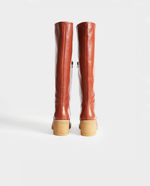 Leather boots with a crepe sole Brandy brown