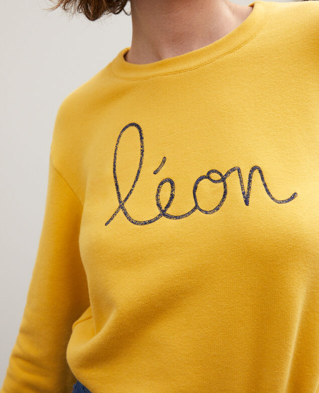Embroidered Léon sweatshirt Golden spice/peacoat