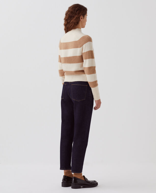 Cashmere polo neck jumper I323 st ivory camel