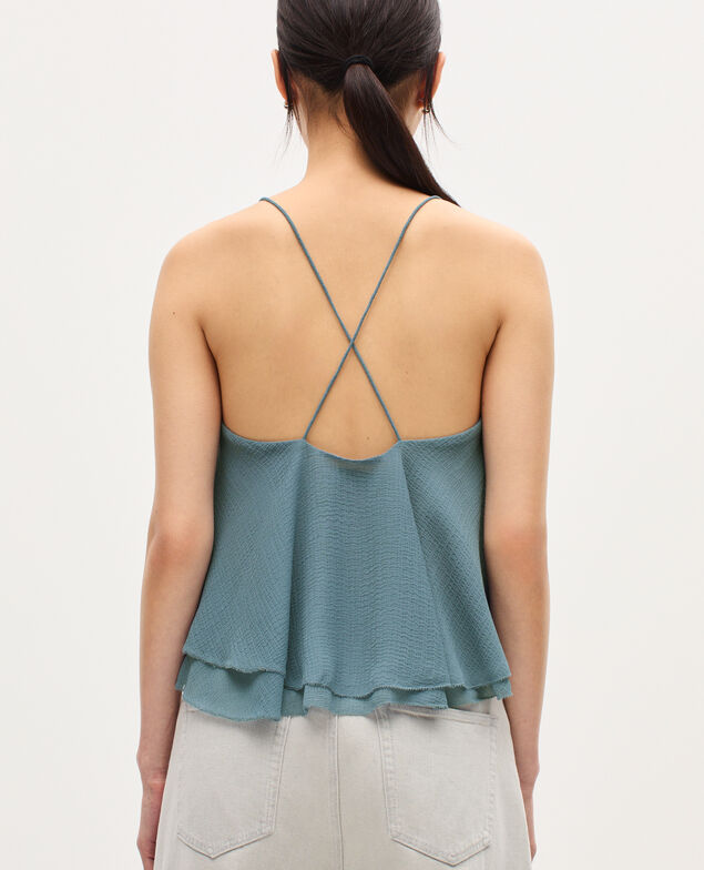 Muslin cross-back top K631 blue lake