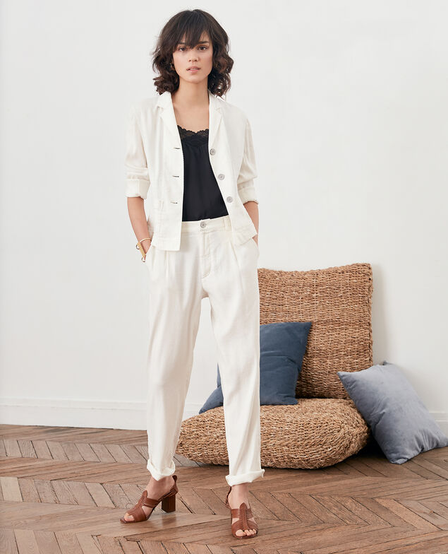 Linen blend blazer Kaolin