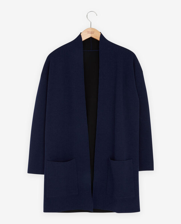 Reversible wool cardigan  Marine/black