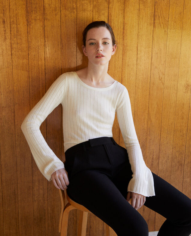 Ribbed wool jumper White