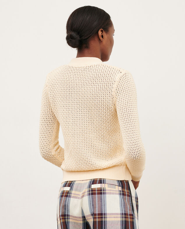 Openwork cotton cardigan 0401 ivory