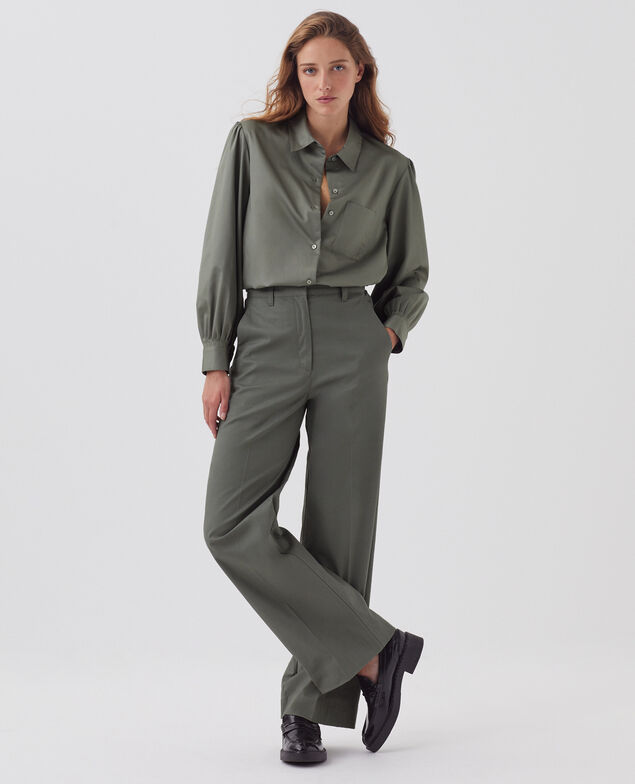 Silky cotton shirt J560 basil dark green